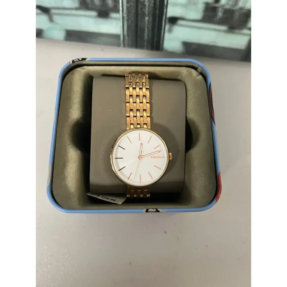 Fossil BQ3463 Hutton Women 34mm Rose Gold Steel White Dial Quartz 50M Watch